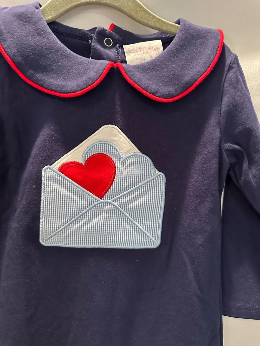 Classic Navy Heart Envelope One-Piece for Kids
